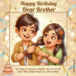10 Best Chote Bhai Ko Birthday Wish in English | Heartfelt Messages 5 Happy birthday dear brother cute cartoon illustration.