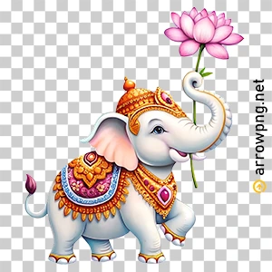 Royal decorative elephant artwork PNG