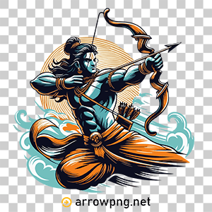 Lord Shri Ram with bow and arrow clipart PNG