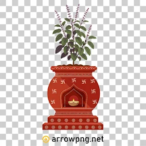 Tulsi Vrindavan PNG with Tulsi plant and diya