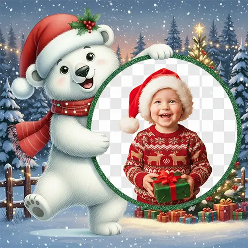 Cute Christmas Teddy Bear greeting card for online customization
