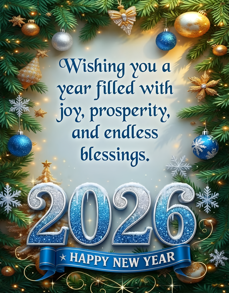 Happy new year 2026 wishes festive greeting image