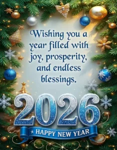 Happy new year 2026 wishes greeting card design