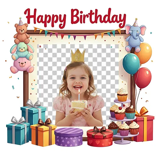 Kids happy birthday photo frame with name and photo edit online